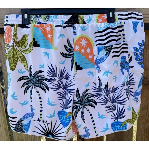 No Boundaries Mens XL 7" Inseam Recycled Polyester Tropical Print Swim Shorts - Picture 2 of 8